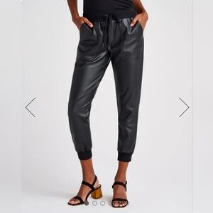 Splendid Black Vegan Leather Joggers  Small EUC